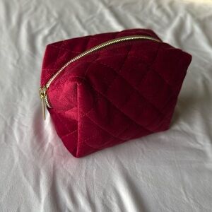 Red velvet suade cosmetic make up bag